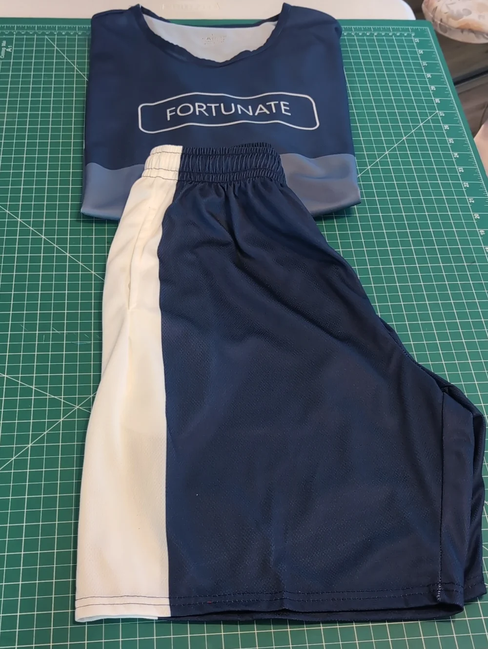 Fortunate Blue White Striped Athletic Set